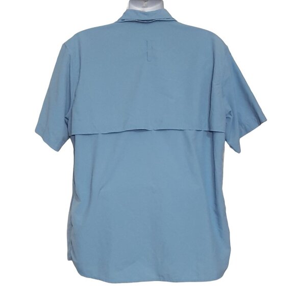 Eddie Bauer Mens Short Sleeve Vented Fishing Shirt L Blue Button Up - Picture 4 of 7